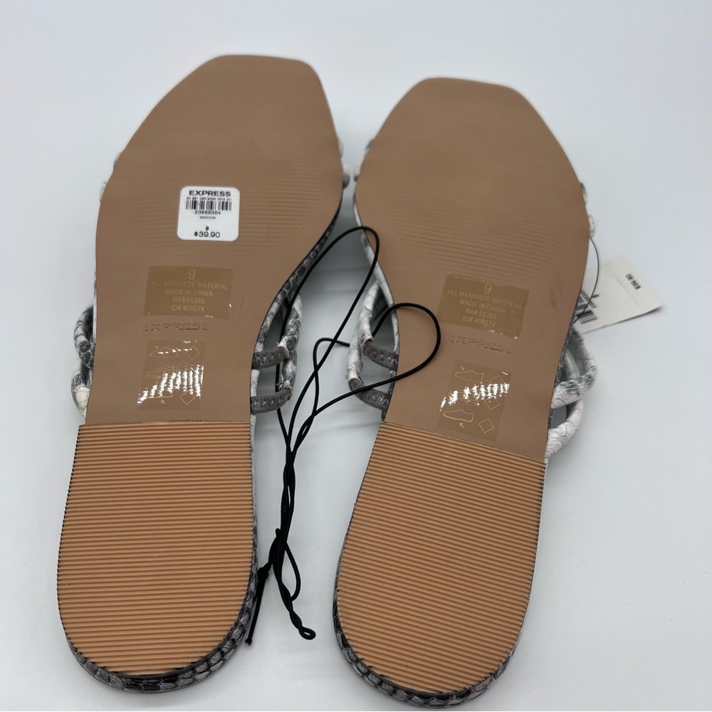 Express Women's Vegan Leather Black and Gray Snake Pattern Sandals-Size 9 - Picture 7 of 12